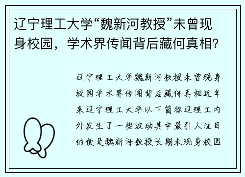 辽宁理工大学“魏新河教授”未曾现身校园，学术界传闻背后藏何真相？