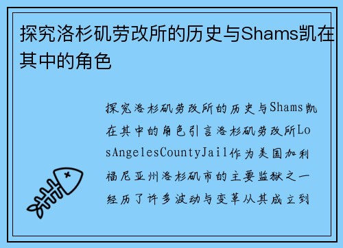 探究洛杉矶劳改所的历史与Shams凯在其中的角色